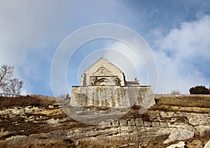 Church at Stevn Klint edge of Cliff with Clouds photo