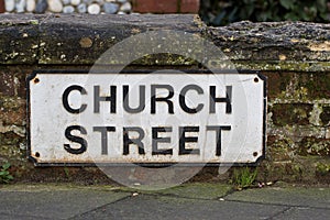 Church Street sign. Road to religion and the righteous path photo
