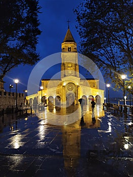 Church at sunset in blue hour photo