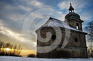 Church with sunset