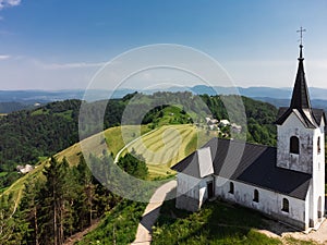 Church on Sveti Jakob Hill. Slovenia, Europe