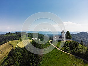 Church on Sveti Jakob Hill. Slovenia, Europe