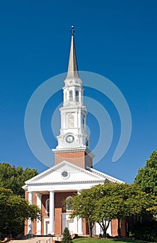 Church with tall steeple photo