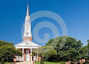 Church with tall steeple photo