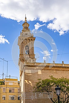 Church tower in Calle Soledad, Valencia, Spain photo