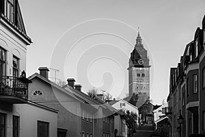 A church tower in the city