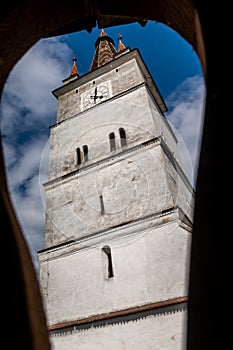 Church tower of Harman Fortified Church, UNESCO World Heritage Site, Transylvania, Romania