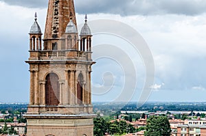 Church Tower in historic city center of Vignola, Italy