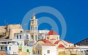 Church tower in Karpathos village in Greece