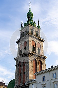 Church tower in Lviv, Ukraine