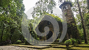 A nice church made of stone and inside a rain forest in Nicaragua photo