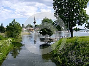 Church tower in Mariefred Carthusian monastery in Sweden