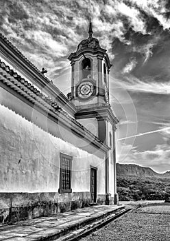 Church tower of Santo Antonio, in Tiradentes, Minas Gerais, Brazil