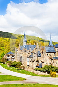 Church and towers view of Lion castle in Bergpark