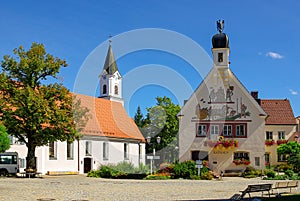 Church and Town Hall Bad GrÃ¶nenbach, AllgÃ¤u, Bavaria