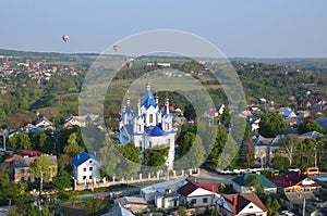 Church in the town of Kamenetz-Podolsk  Ukraine  From a bird\'s flight height