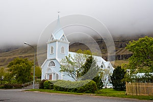 The church in town of seydisfjordur in Iceland