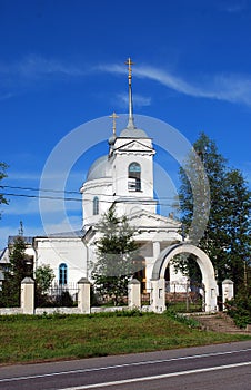 Church of the Transfiguration of the Lord on a Sunny summer day.  Village Of Kuzhenkino. Tver region. Russia.