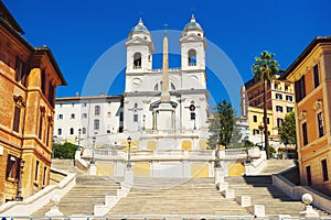 The church of Trinita and Spanish Steps