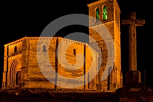 Iglesia de la Vera Cruz by night, Segovia, Spain photo