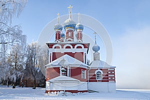 Church of Tsarevich Dimitri on the Blood (1692), frosty January day. Uglich, Russia