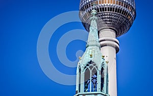 Church and TV tower in Berlin