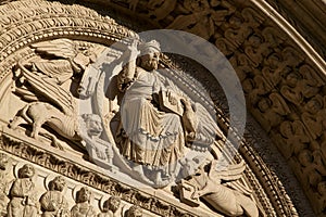 Church tympanum, Arles, Bouche-du-RhÃÂ´ne, France. photo