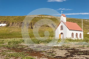 Church in Unadsdalur Village - Iceland. photo