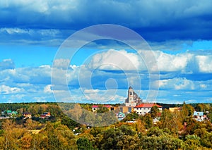 Church in under construction state architecture background