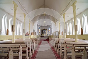 Church of Vaag, Faroe Islands, interior of church of Faroes, Denmark