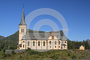 The church of Vagan, Vaganveien, Kabelvag, Lofoten Islands, Norway