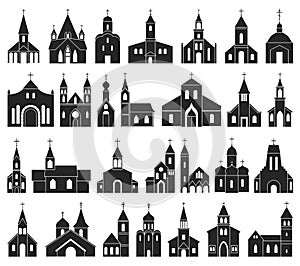 Church vector black set icon. Vector illustration religion building on white background. Isolated black set icon church.