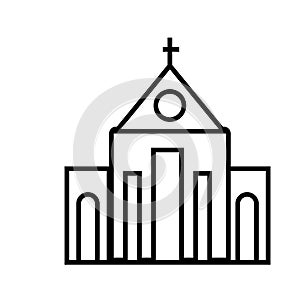 Church vector line icon, sign, illustration on background, editable strokes