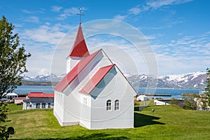 Church of the village of Hrisey in Iceland