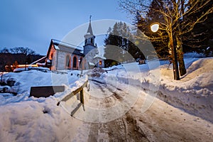 Church in the Village of Madonna di Campiglio in the Morning