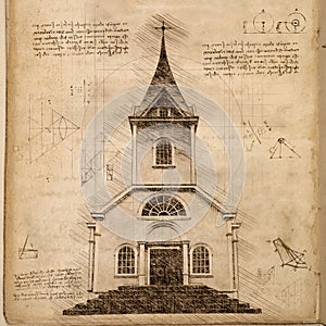 Chiesa antico disegno stile 