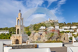 Church of Virgin Mary and Medieval Castle in village of Asklipio (Rhodes, Greece)