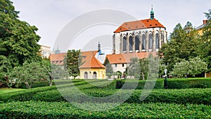 The Church of the Virgin Mary of the Snow and the Garden of the Franciscans in Prague