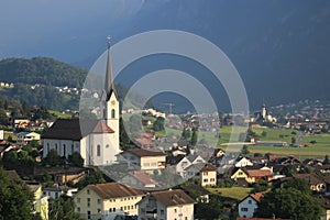 Church of Wangs, St Gallen in the morning light