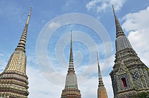 Church in Wat Pho or Temple of reclining Buddha in sky background