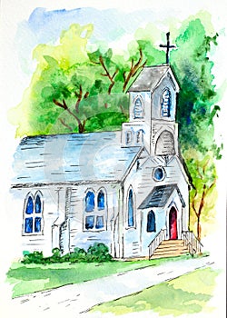 Church - a Watercolor Painting