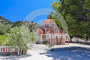 Church on the way to the mountain Tsambika. Rhodes Island