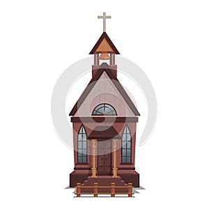 Church for western town for game level and background isolated on white background. Building design - wild west.