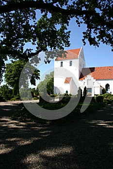 church, white and graveyard