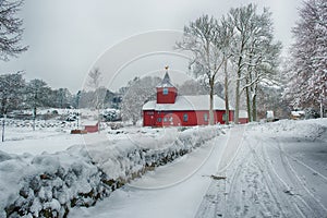 Church in winter landscape