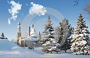 Church winter scene in Saint-Eustache