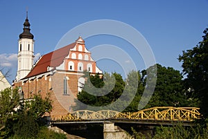 Church and yellow bridge