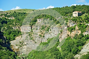 Church of Zoodohos Pigi and waterfall of small affluent of Haliakmona, Stenopotamos