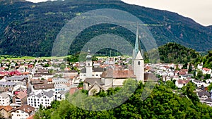 Churches in Domat, the Canton of Grisons in Switzerland