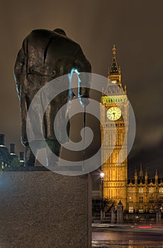 Churchill Statue overlooking Westminster photo